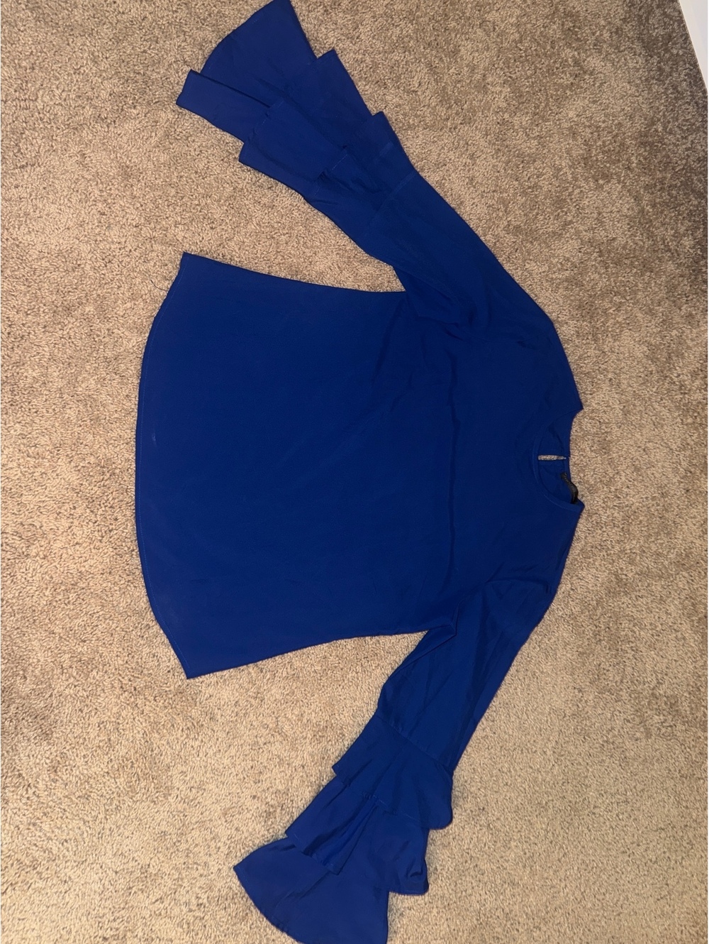 Zanzea Women's Royal Blue Ruffle Sleeve Blouse Size S